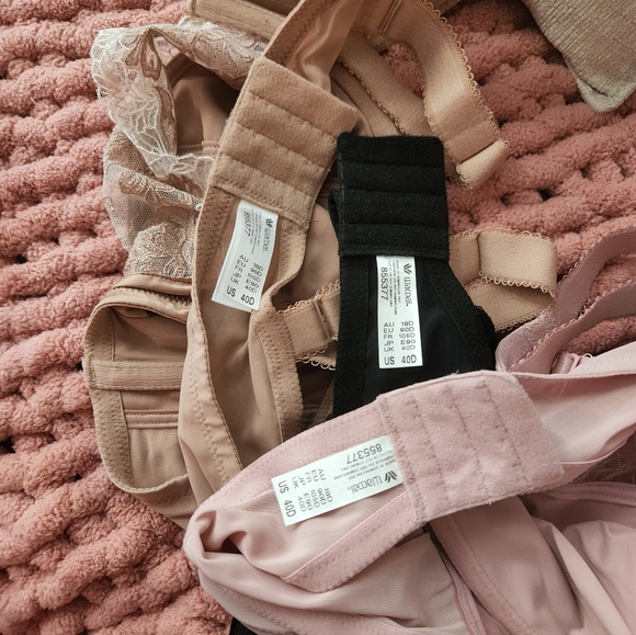 Elegant Lace Trimmed Bra Set - Black, Pink, Tan Bundle - Picture 2 of 8